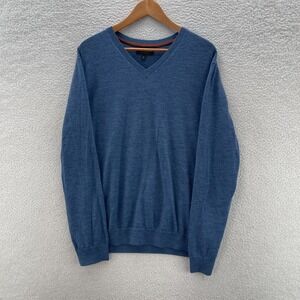 Banana Republic Sweater Mens XL Blue Merino Wool V Neck Preppy Ivy Casual Soft